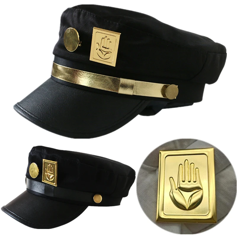 JoJo's Bizarre Adventure Cosplay Cap, Metal Badge Hat, Kujo Jotaro, Unisex Prop, Adulto