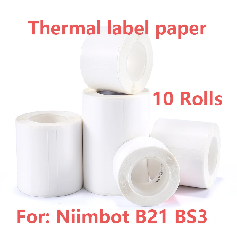 10 Rolls Self-Adhesive Label Paper Multi-Purpose Printable Sticker Labels Waterproof Oilproof Scratchproof Barcode Price Size