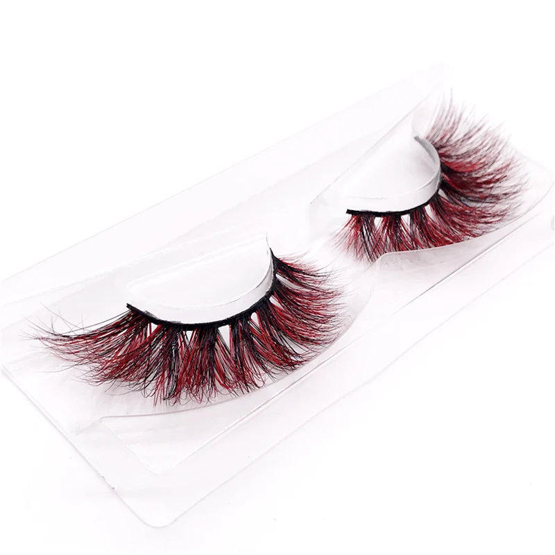 3D color mink fake lashes Halloween Party makeup colored individual dramatic Cosplay false eyelashes colorful Extension tools