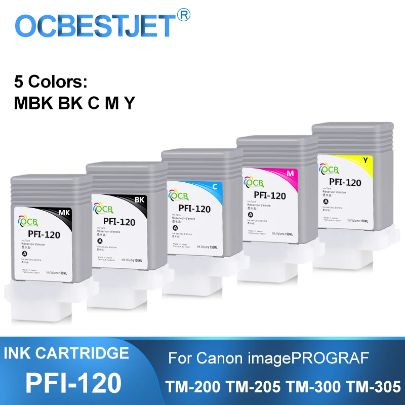 

PFI-120 PFI120 130ML Compatible Ink Cartridge With Full Ink For Canon TM-200 TM200 TM-205 TM-300 TM-305 TM300 TM305 5Colors/Set