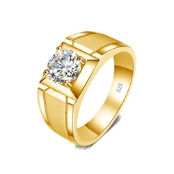 Szjinao Certified 2 Carat D Color Moissanite Mens Wedding Ring Solid Sterling Silver 925 Trendy Eternity Jewelry Men Accessories