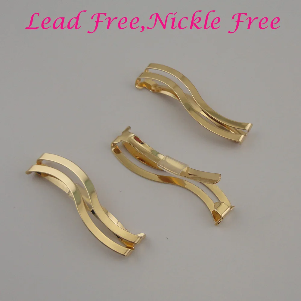 20PCS Silver Gold 6.0cm double S bars Metal Snap Hair Barrette Filigree Side Hairpins Lead free Nickle free diy hair accessories