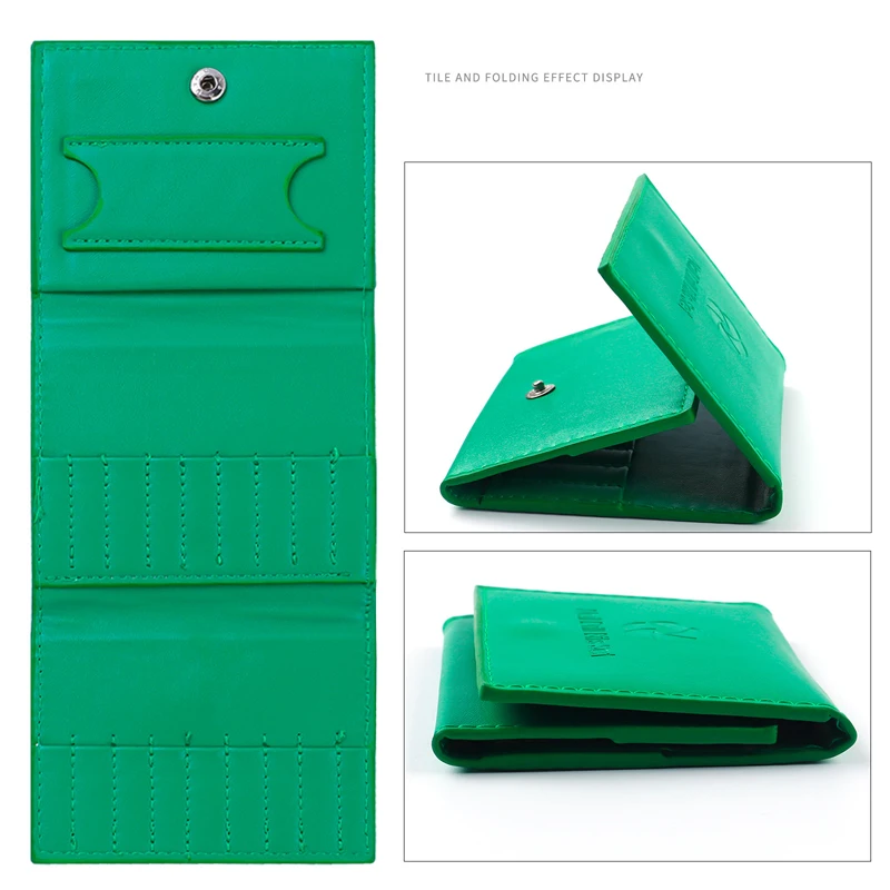 Orange Green PU Leather Nail Drill Bit Storage Bag Large Capacity 18 Slot Organizer Holder for Manicure Accessories Fashionable