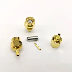 200pcs lot SMA Plug male RF Crimp for LMR100 RG316 RG174 cable adapter connectors SMA-J-1.5 RP-SMA-J-1.5