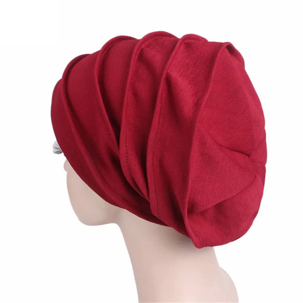 Women Elastic Turban Beanie Soft Cotton Bonnet Muslim Hijabs Head Wrap Chemo Hat