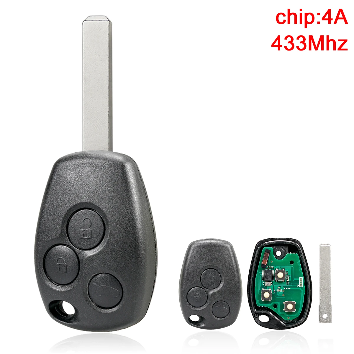 3 Buttons 433MHz Keyless Smart Remote Car Key Fob 4A Chip for Renault Trafic Twingo Symbol Dacia Duster Logan Sandero 2012-2016