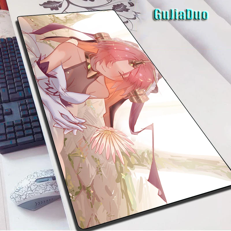 GuJiaDuo Cute Pink Hair Girl Mouse Pad Large Pc Laptop Keyboard Table Pad Game Computer Anime Mousepad Gaming Accessories Kawaii