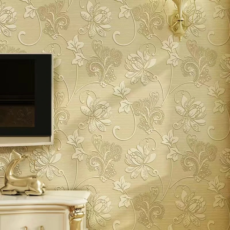 Papel de parede de não tecido pastoral quente de rolo 9,5 m 3d relevo tridimensional quarto sala de estar fundo de tv adesivos de parede decoração de hotel