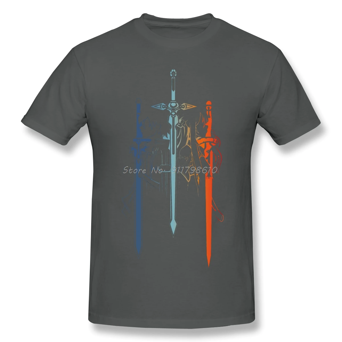 High Quality O-Neck Cotton Kirito And Asuna Form Sword Art Online T-shirt Sword Art Online Anime Men Tee Streetwear Harajuku