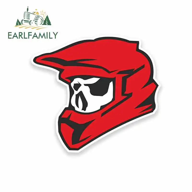 EARLFAMILY 13cm x 13cm Motocross Biker Skull Car Stickers Sunscreen Vinyl JDM Bumper Trunk Truck Graphics Waterproof Decal