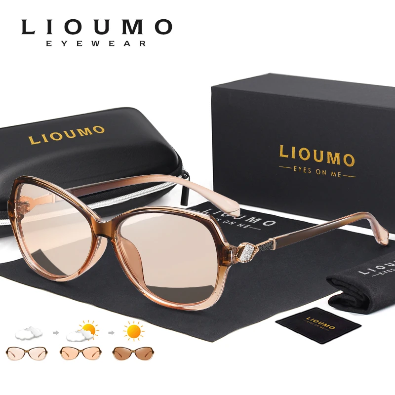 LIOUMO Classic Photochromic Sunglasses Women Polarized Travel Sun Glasses Oval Eyewear Female Diamond Glasses zonnebril dames