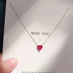 Exquisite Silver Plated Cute Red Crystal Heart Women Choker Necklace Personality Fine Jewelry for Women Wedding Accessories
