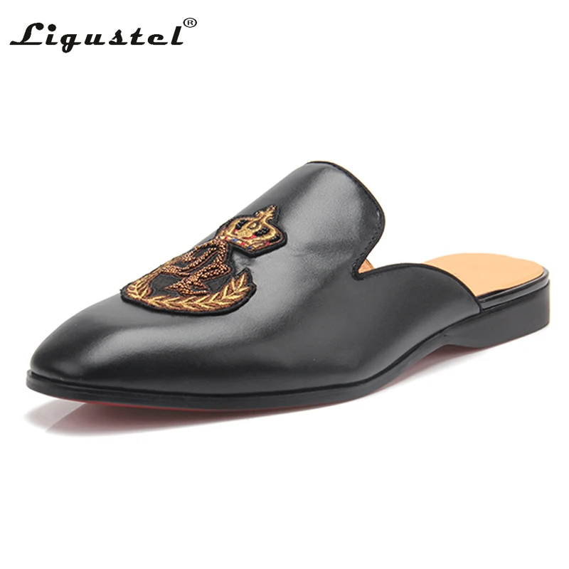 Ligustel Shoes Man Original Flats Leather Loafers Black Shoe Man Summer Party Casual Red Bottom Shoes for Men with Plus Size 13