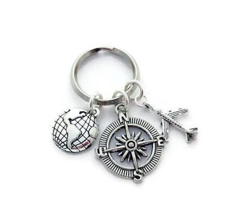 Travel keychain aircraft camera travel world traveler keychain graduation gift travel gift telescope compass creative keychain