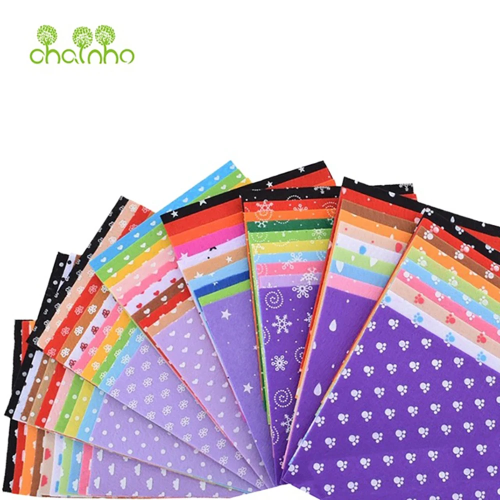 

Chainho,Polyester Non-Woven Printed Felt Fabric,1mm Thickness,DIY Sewing & Quilting Material,10 Pieces,30x30cm,8 Kinds Designs