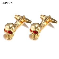 Hot Sale Skull Cufflinks For Mens Lepton Crystal Eyes Skeleton Head  Superhero Cufflink Relojes Gemelos Drop Shipping