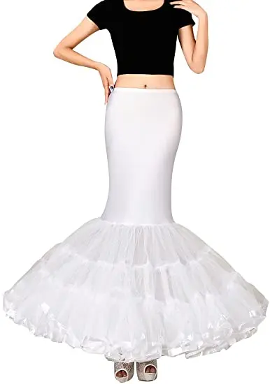 Fancy Newly Designed Women's Trumpet Mermaid Bridal Petticoat Crinoline Slips Underskirt White