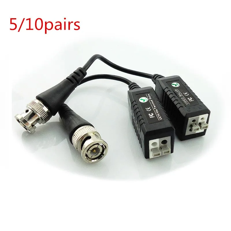 5/10 Đôi Tăng Cường Xoắn Bnc Camera Quan Sát Video Balun Thụ Động Âm Thanh Máy Thu Phát Utp Balun Bnc Thư Cat5 camera Quan Sát Cáp L19