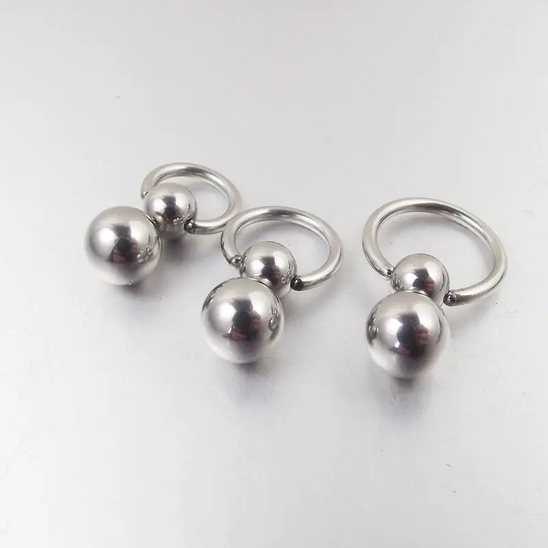 1 Piece 16G 14G Stainless Steel Captive Bead Hoop Ring Double Ball Nipple Body Piercing Jewelry