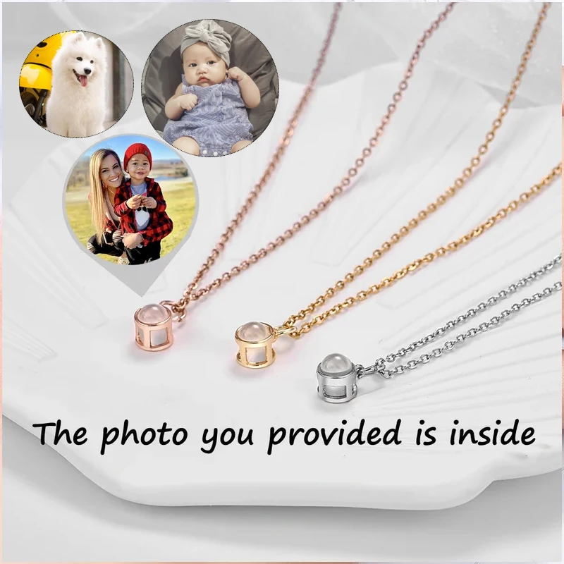 Projection Photo Necklace Custom Pet Photo Necklace Personalized Custom Picture Pendant Memorial Best Mother's Day Jewelry Gift