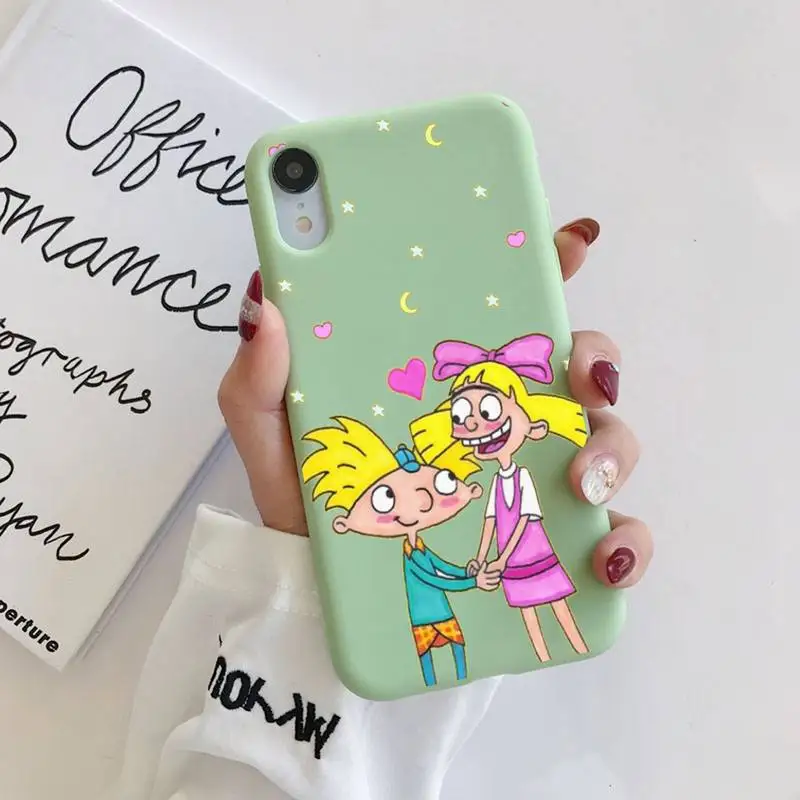 Hey Arnold Helga cute funny cartoon Phone Case Soft Solid Color for iPhone 11 12 13 mini pro XS MAX 8 7 6 6S Plus X XR