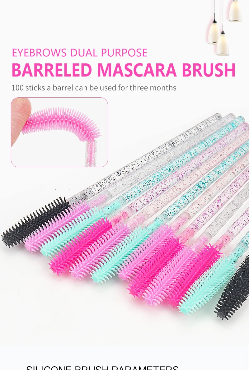 50 Stück Silikon Kristall Mascara Wands Applikator Einweg Diamant Wimpern Pinsel Kamm für Frauen Schönheit Make-up Pinsel Werkzeuge – Detail 1