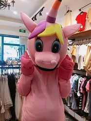 Pink Unicorn Mascot Costume Walking Cartoon Cosplay Mascot Costume Performance Costume Stage Promotional Costume