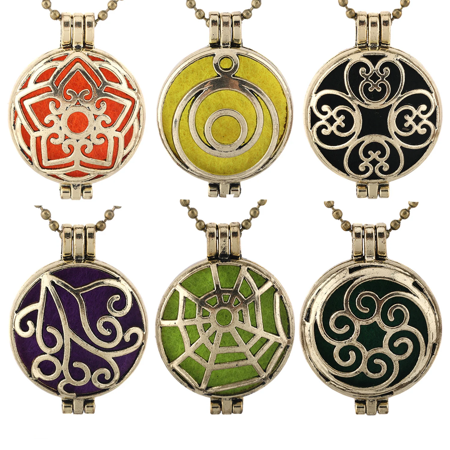 New Creative Style Aroma Flowers Necklace Retro Open Hollow Pendant Perfume Oil Diffuser Exquisite Locket Exquisite Gift Jewelry