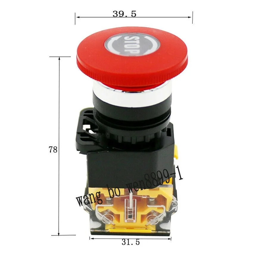 1PC Engraving Machine Power Emergency Stop Button Switch LAY39C-11ZS Self-Locking Emergency Mushroom Head Switch Button 22mm New