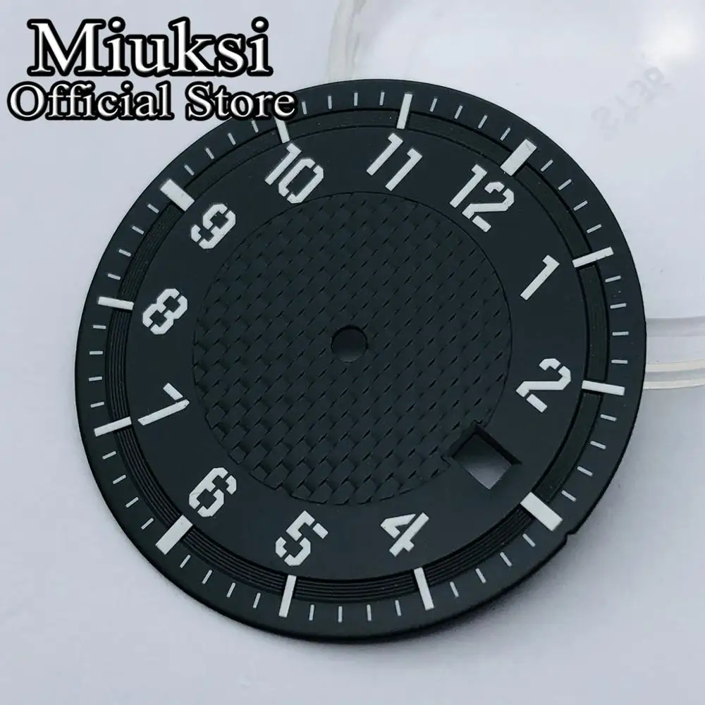 Miuksi 34mm black white green coffee sterile dial luminous dial fit NH35 NH35A NH36 movement