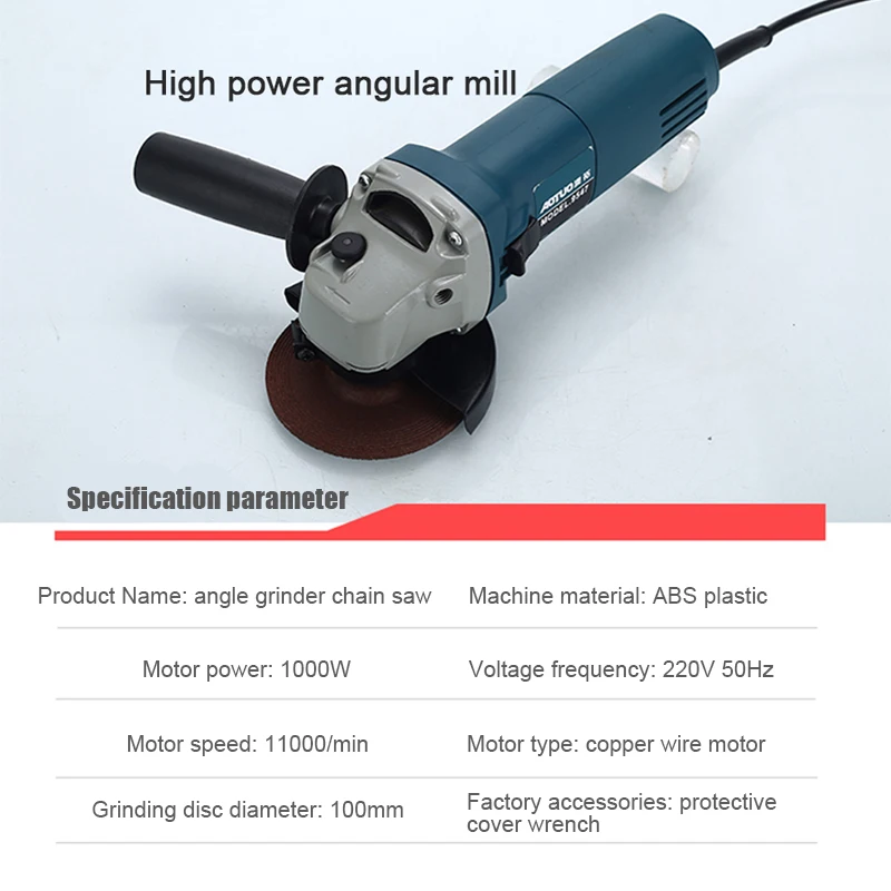 Chainsaw Adjustable angle grinder Multi-function household woodworking sander cutting saw chainsaw bracket 1000W 220V 6-speed