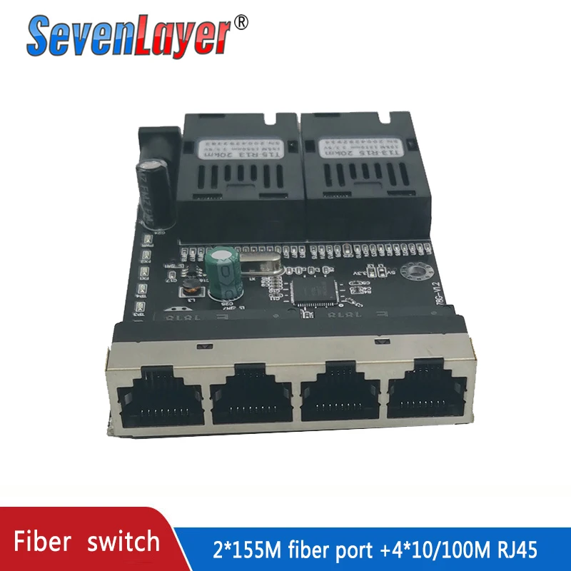 Convertidor de medios ópticos de fibra, interruptor Ethernet, modo único, 4 RJ45 y 2 puertos de fibra SC, 10/100M, PCBA, 10 piezas, nuevo