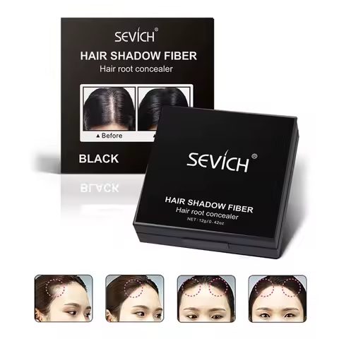 Sevich Hair Shadow Powder Waterproof Hairline Powder White Grey Hair Root Cover Up 3 Colors 12g Hair Concealer With Puff