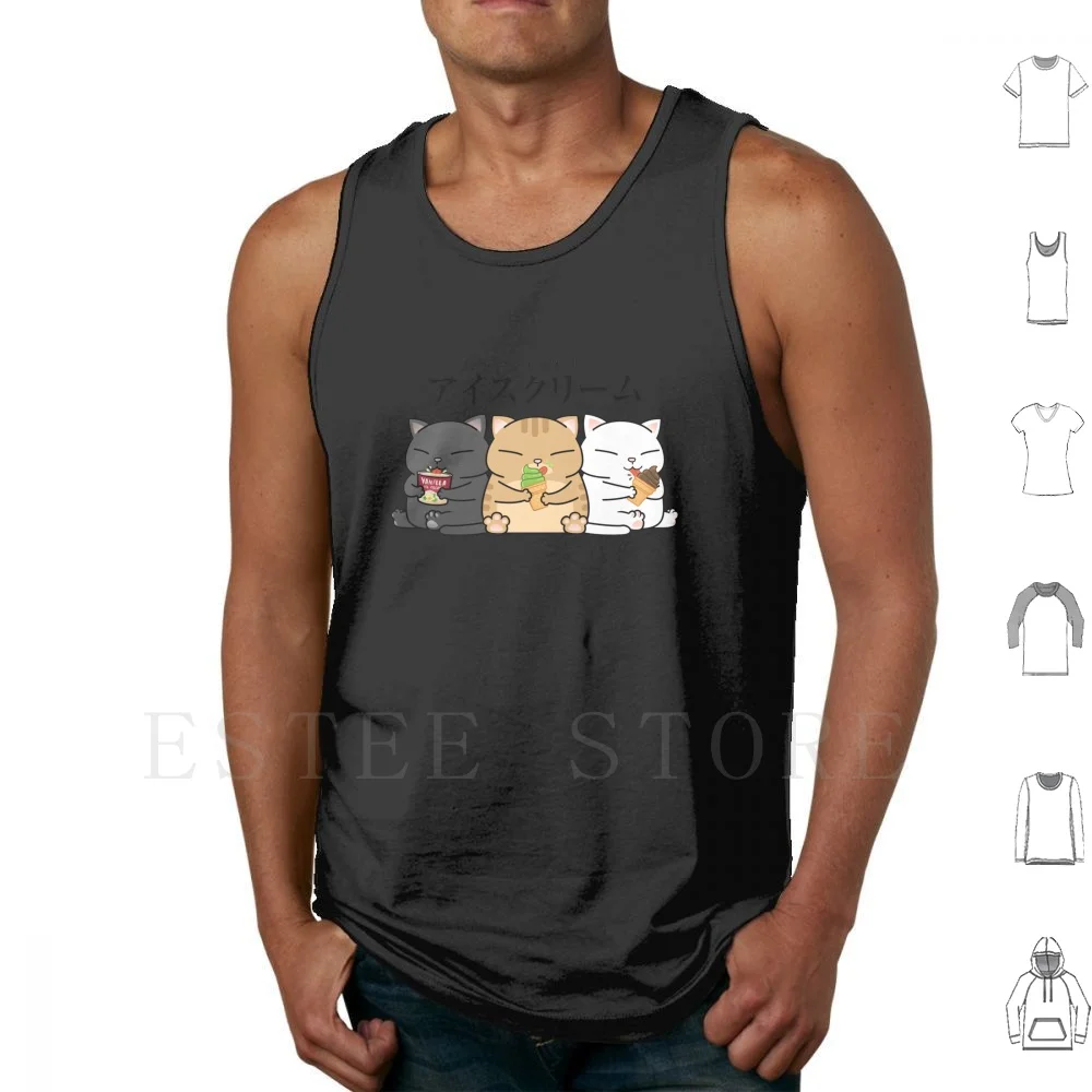 Chubby Cat Ice Cream Tank Tops Vest Sleeveless Ice Cream Cat Chubby Cat Chubby Cute Japan Neko Meow Fat Cat Kitten