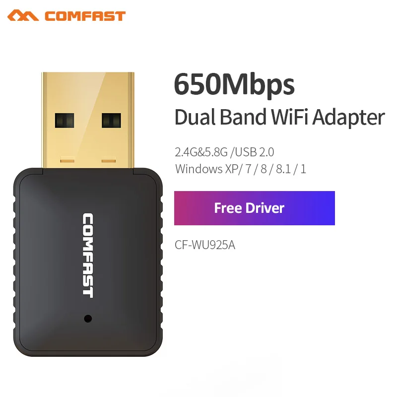 

RTL8811CU 650Mbps Free Drive Network Card USB 2.0 Adapter Dual Band 2.4G&5.8G WiFi dongle PC Mini Wireless Computer Receiver