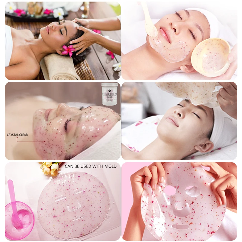 Natural Soft Hydro Jelly Mask Powder Set Peel Off Rubber Facial Mask Jar SPA Whitening Rose Collagen Hyaluronic Acid Skincare