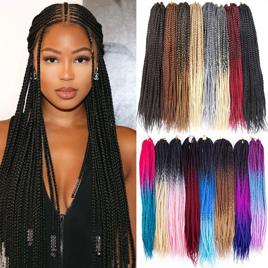 12 16 20 24 30inch Synthetic Boxing Braids Box Crochet Hair Extension Three-ply Braiding Hair For African Dirty Braid Women