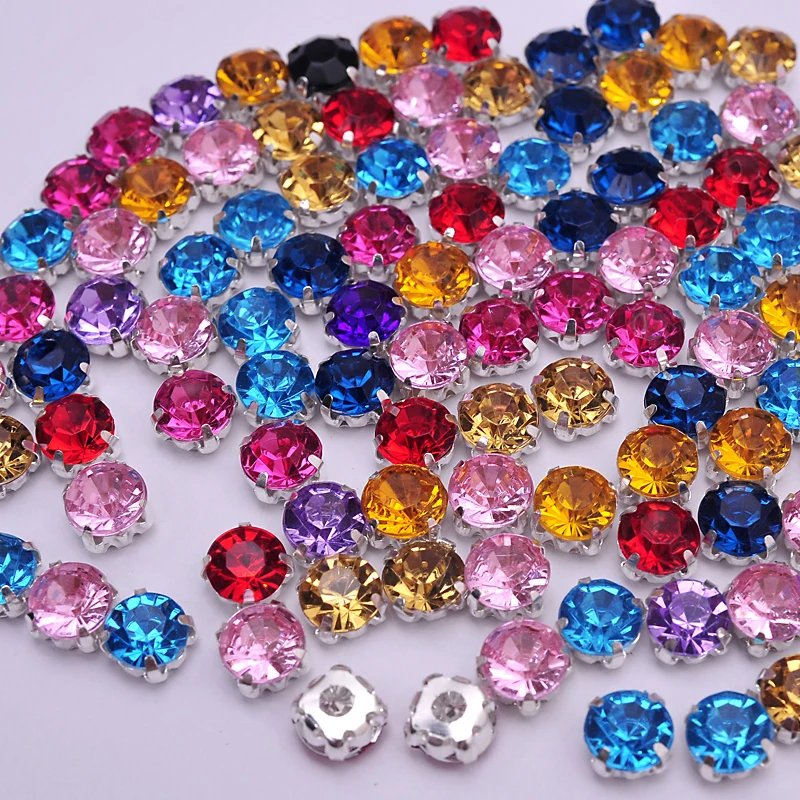 multi-Size Mix color Silver Claw Base Acryl Rhinestone Sew diy/clothing Jewelry Making Nail art accessories.