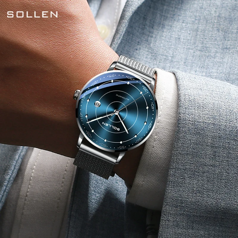 Switzerland Luxury Brand SOLLEN Japan MIYOTA Automatic Mechanical Men‘s Watches Sapphire Waterproof Luminous Steel Watch SL312