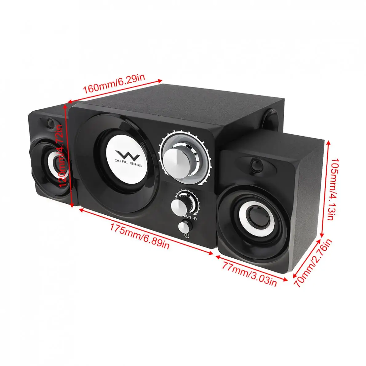 佐田S-20 2.1ミニ黒3ワット木製サブウーファーポータブル音楽usbコンピュータスピーカーデスクトップ/テレビ/pc/スマートフォン