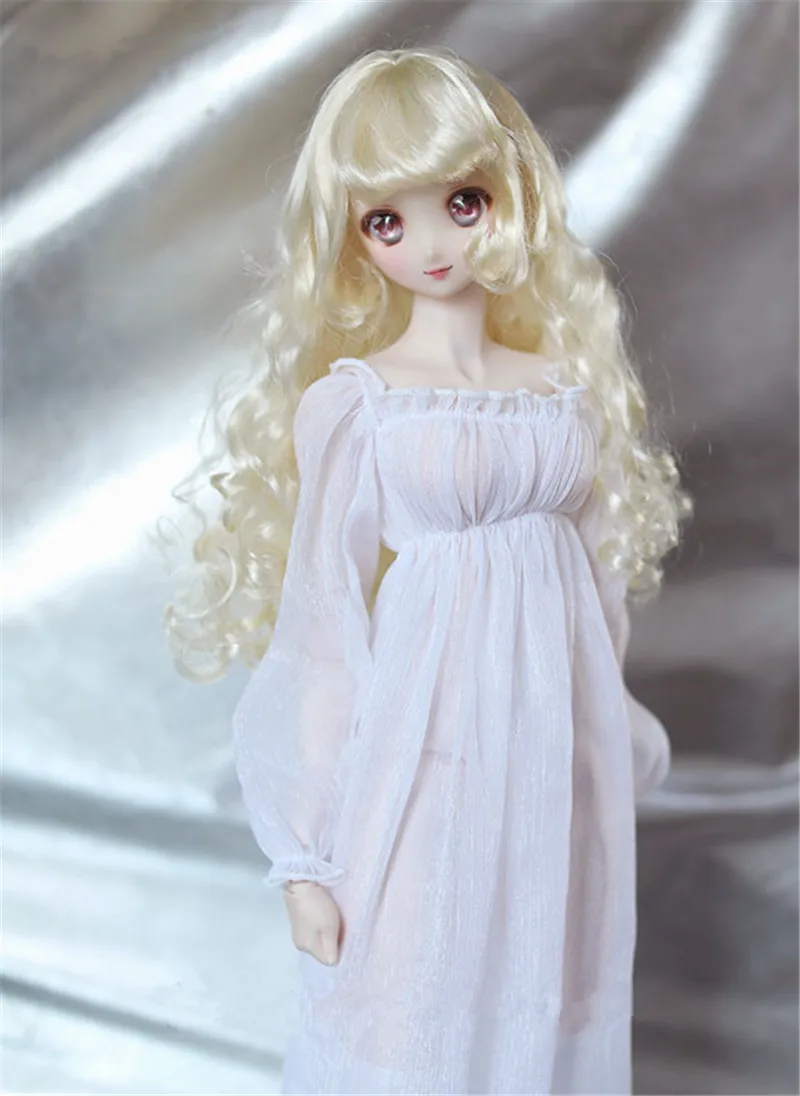 BJD doll clothes fit with 1/3 1/4 size silk chiffon crepe retro Roman goddess dress nightgown doll accessories