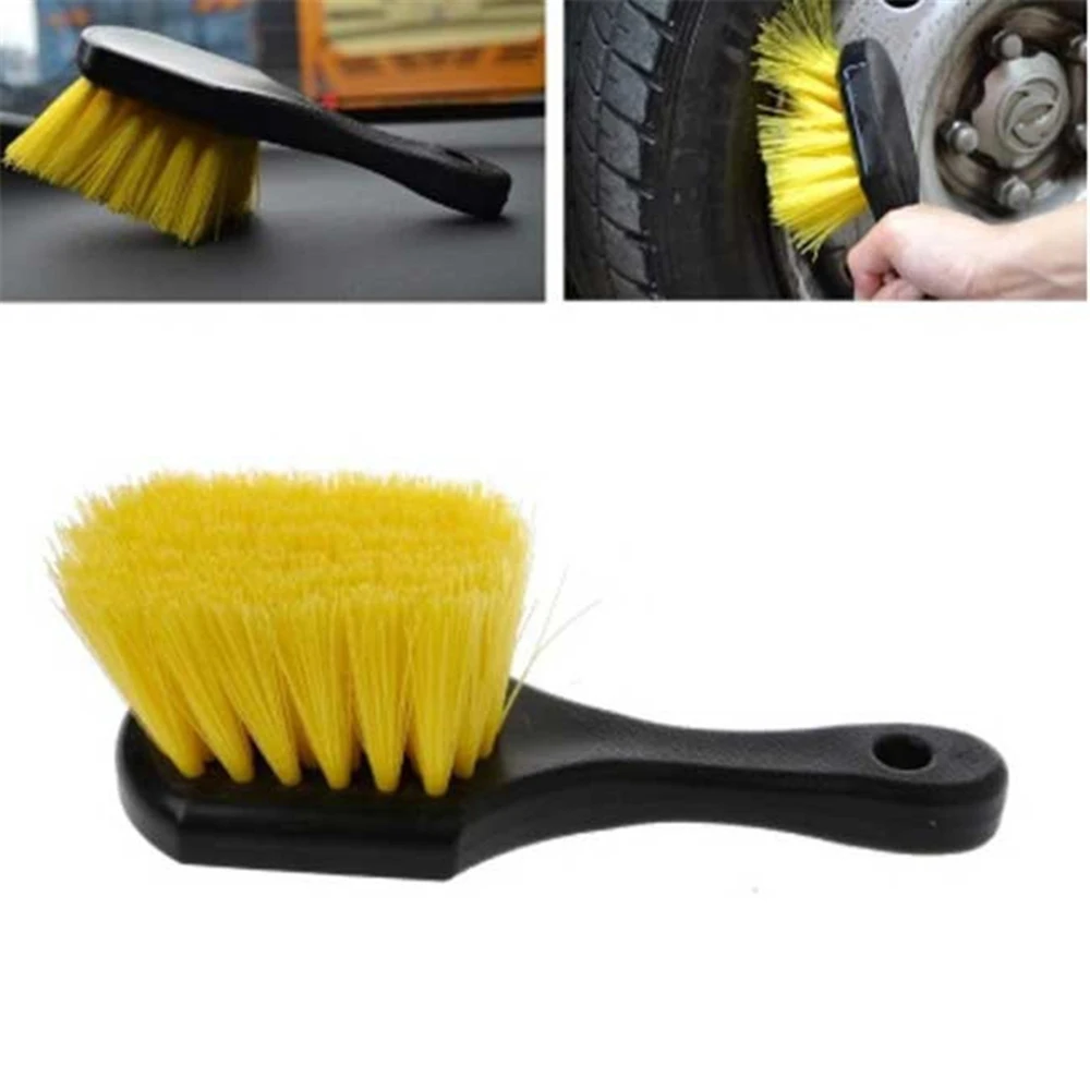 

1 PCs Yellow synthetic hair wheel wash brush, disc cleaning brush, hard bristle brush for car