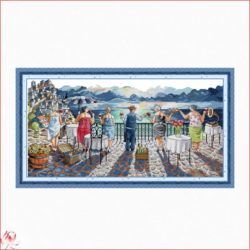 

Happy Dance Pattern Cross Stitch Kit 14CT 11CT Counted Printing Fabric DIY Chinese Embroidery Kit Home Wall Decoration Painting