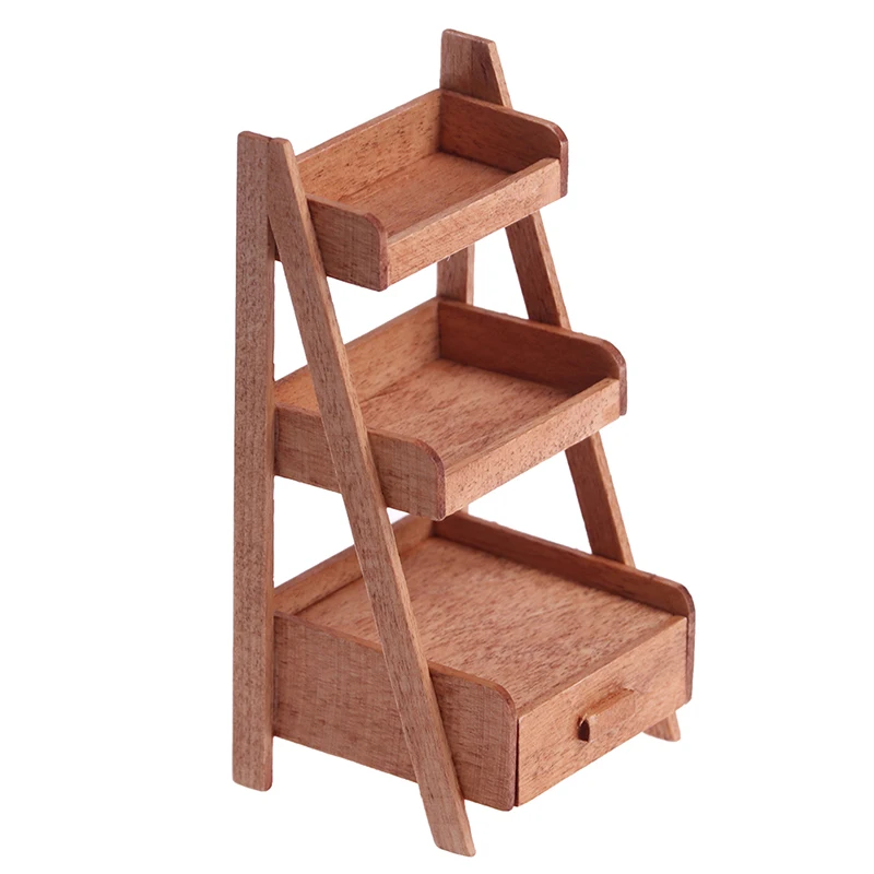 Étagère en bois plastique et métal pour maison de course, support de fleurs, mini beurre, meubles de maison, modèle de simulation, accessoires de meubles, 1PC, 1:12