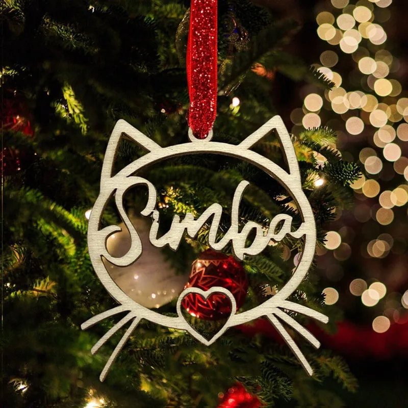 Personalised Christmas Cat Bauble, Gift For Pets, Xmas Tree Ornament, Secret Santa Gift, Christmas Cat Ornament, Tree decoration