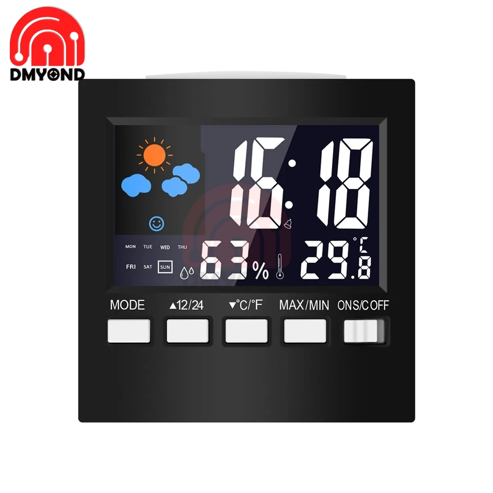 

LCD Digital Thermometer Hygrometer Large Screen Calendar Clock Weather Station Desk Clock Temperature Humidity Meter USB Cable