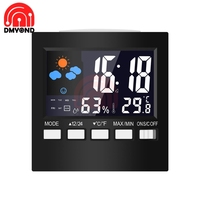 LCD Digital Thermometer Hygrometer Large Screen Calendar Clock Weather Station Desk Clock Temperature Humidity Meter USB Cable