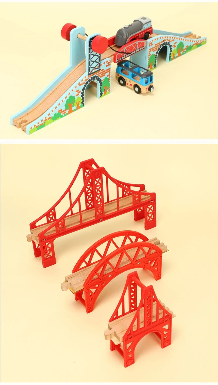 Kinder-Eisenbahn-Spielzeug Holzeisenbahn-Schienen Alle Arten von Brücken- und Schienenzubehör Passend für Marken-Holzschienen Spielzeug für Kinder Geschenk – Detail 2