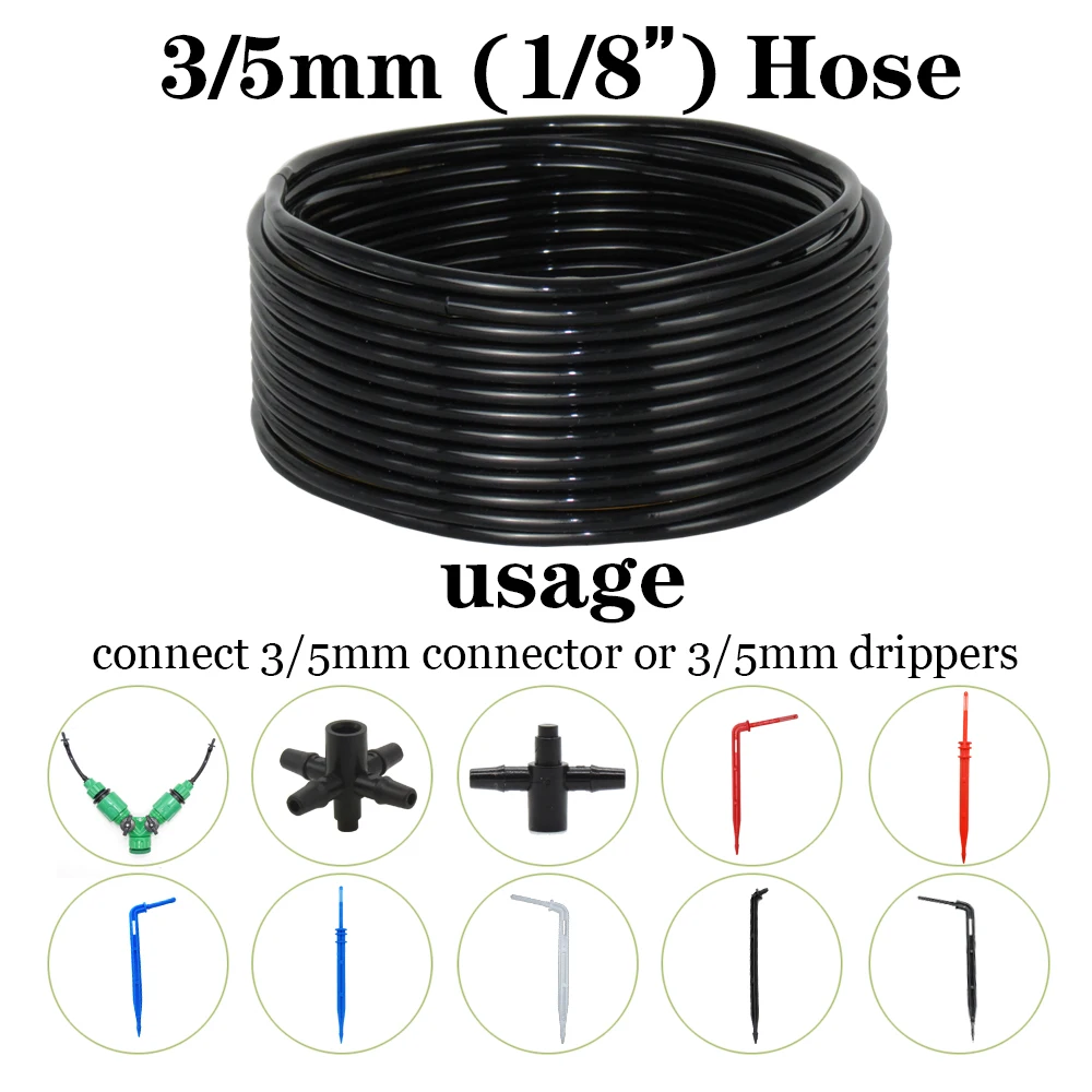 3/5mm 4/7mm 8/11mm New PVC Garden Water Hose Irrigation Watering Tubing 1/8\'\' 1/4\'\' 3/8\'\' Black White Blue Transparent Hose