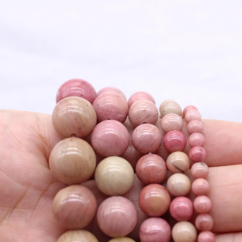 Strand 15'' Wholesale Natural Rhodochrosite Red Stone For Jewelry Making Pink Loose Beads DIY Bracelet 4mm 6mm 8mm 10mm 12mm